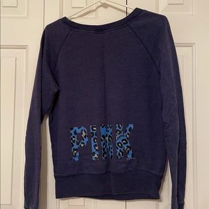 VS Pink crewneck with cheetah print writing